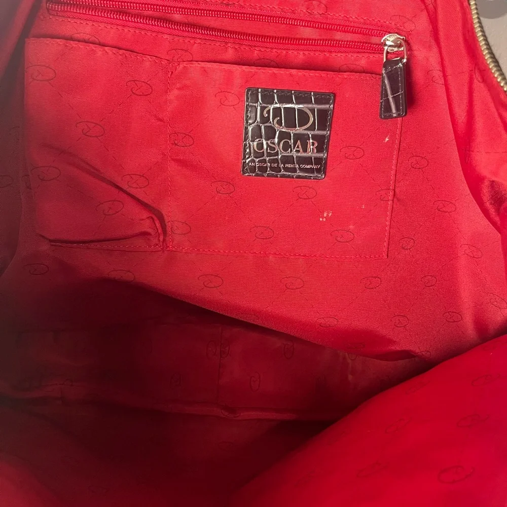 Oscar de la Renta Black Crocodile-Embossed Tote - Picture 11 of 16